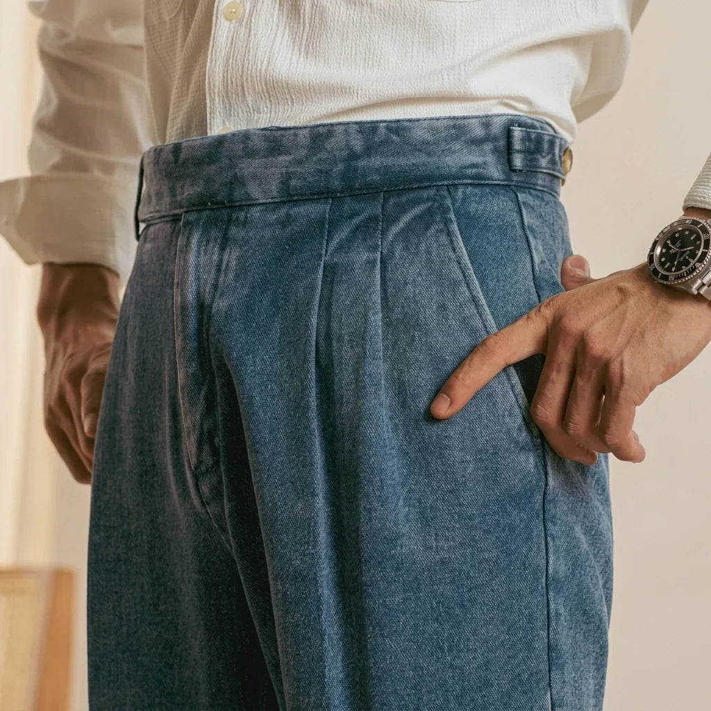 Bundfalten Denim Hose Herren Bio Baumwolle Jeans