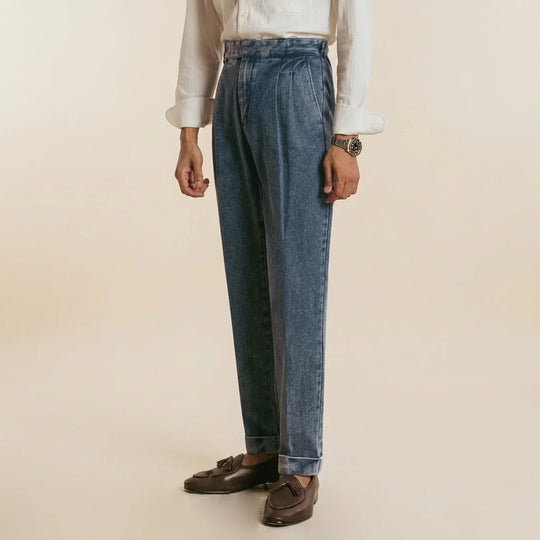 Bundfalten Denim Hose Herren Bio Baumwolle Jeans