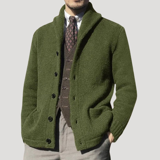 Woll Cardigan Herren Schalkragen Coatigan Strickjacke