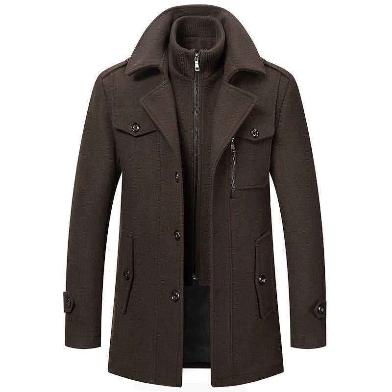Eleganter Woll Wintermantel Herren Warm Klassisch