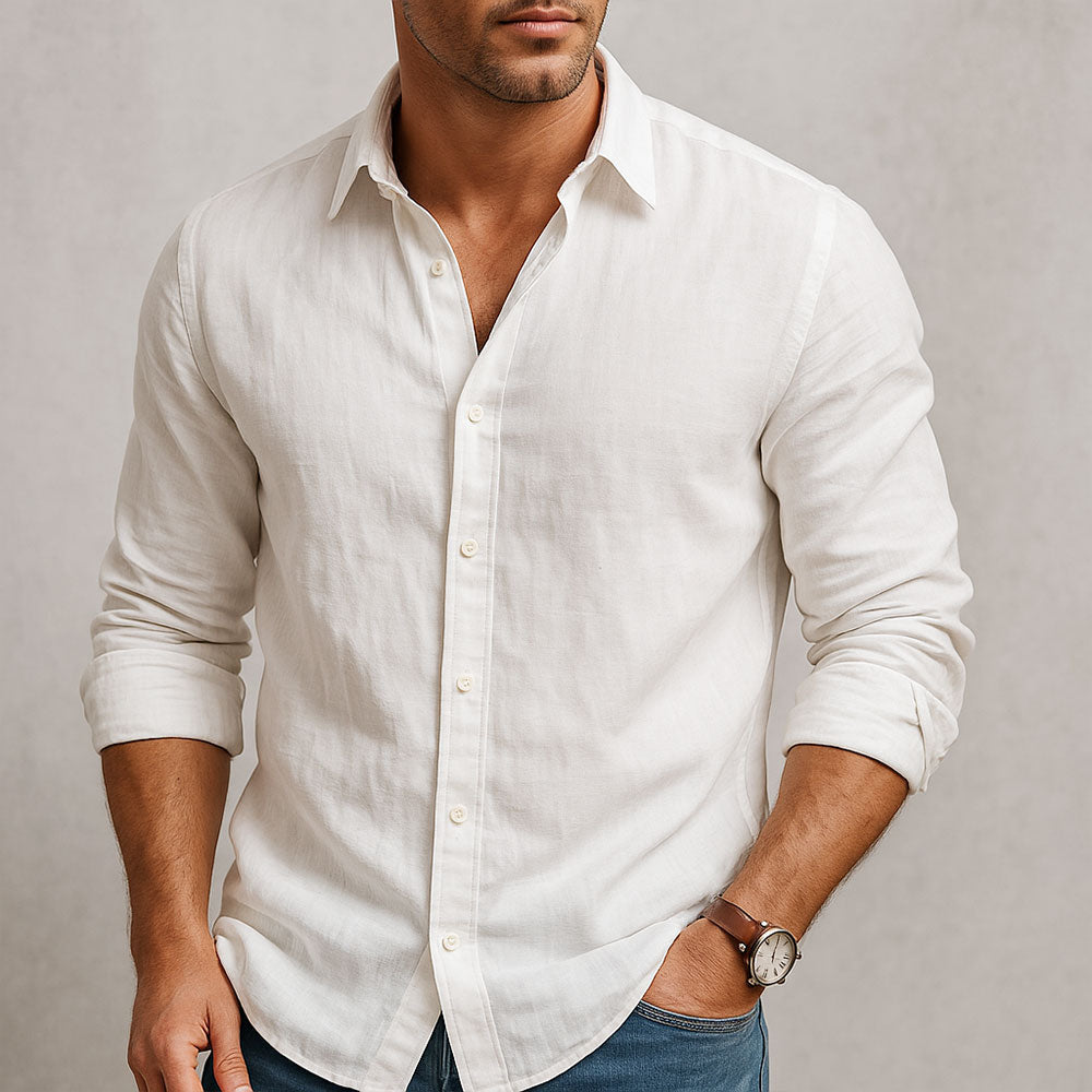 Essential Leinenhemd Herren Sommer Baumwolle Casual