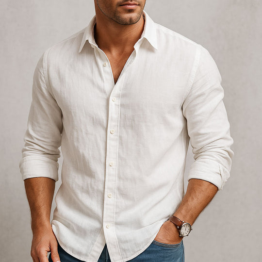Essential Leinenhemd Herren Sommer Baumwolle Casual