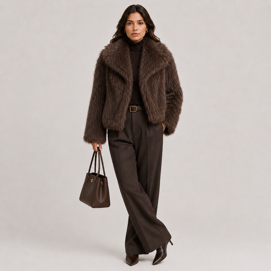 Kunstfelljacke Damen Warm Winter Elegant Teddy