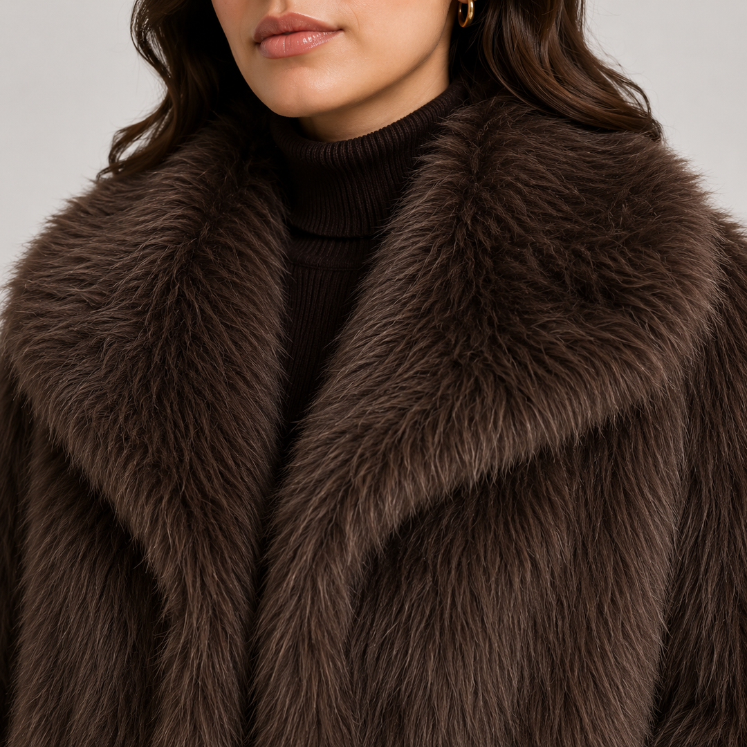 Kunstfelljacke Damen Warm Winter Elegant Teddy