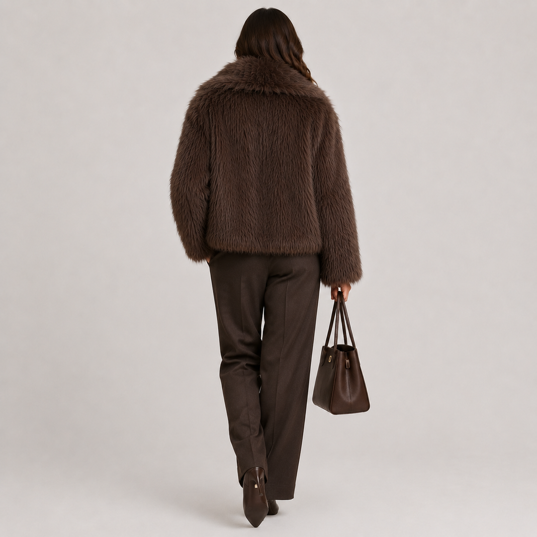 Kunstfelljacke Damen Warm Winter Elegant Teddy