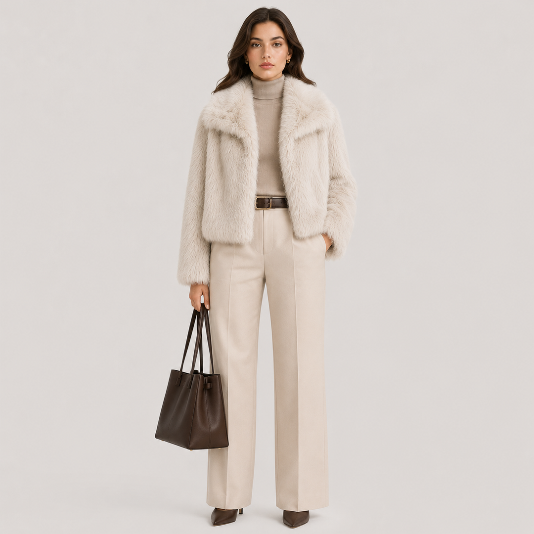 Kunstfelljacke Damen Warm Winter Elegant Teddy