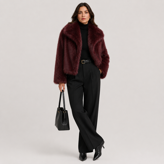 Kunstfelljacke Damen Warm Winter Elegant Teddy