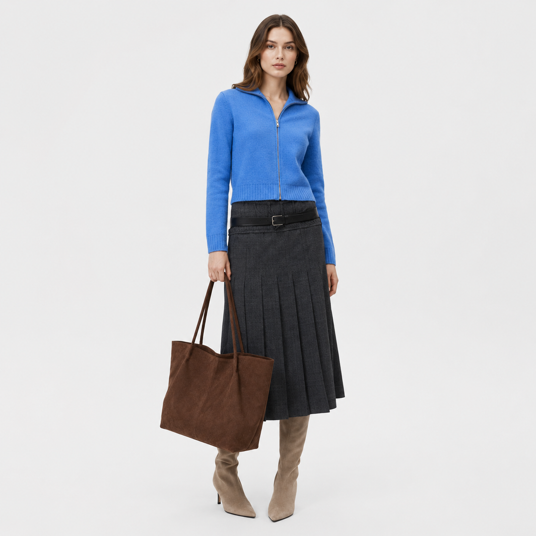 Shopper Damen Wildlederoptik Groß Handtasche Alltag Büro