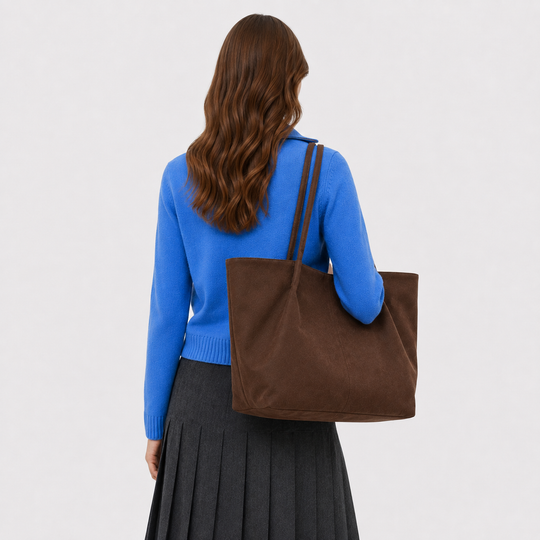 Shopper Damen Wildlederoptik Groß Handtasche Alltag Büro