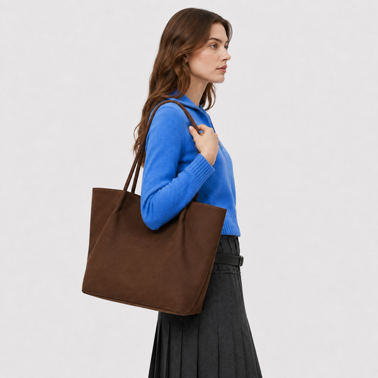 Shopper Damen Wildlederoptik Groß Handtasche Alltag Büro