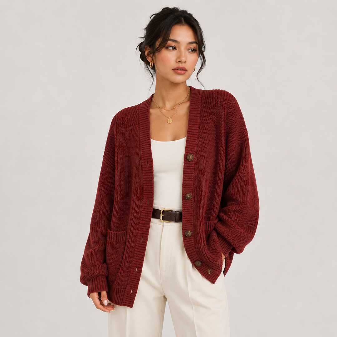 Strickjacke Damen Knopfleiste Langarm Strick Cardigan