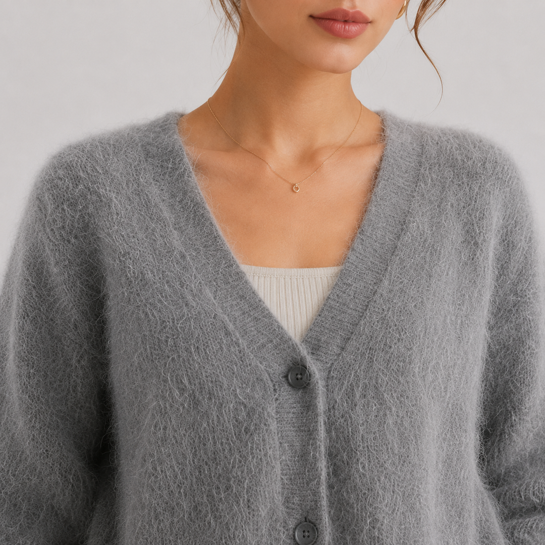 Strickjacke Damen Bequem Langarm Knopfleiste Cardigan