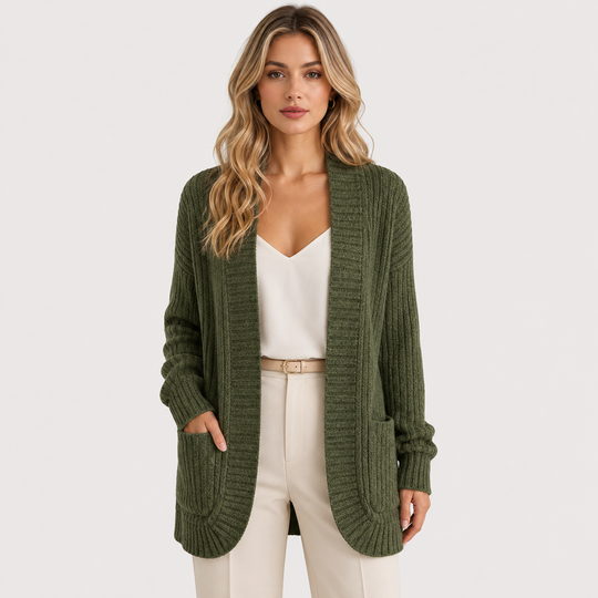 Rippstrick Pullover Damen Langarm Casual Strick