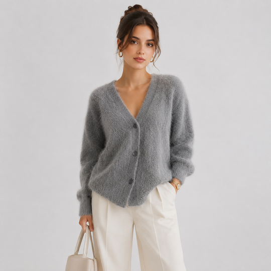 Strickjacke Damen Bequem Langarm Knopfleiste Cardigan