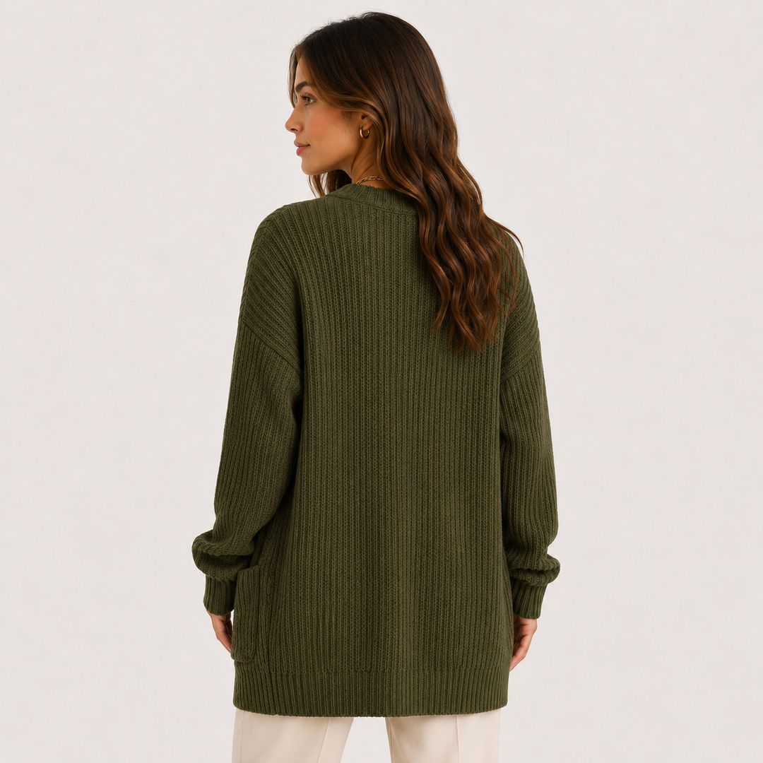Rippstrick Pullover Damen Langarm Casual Strick