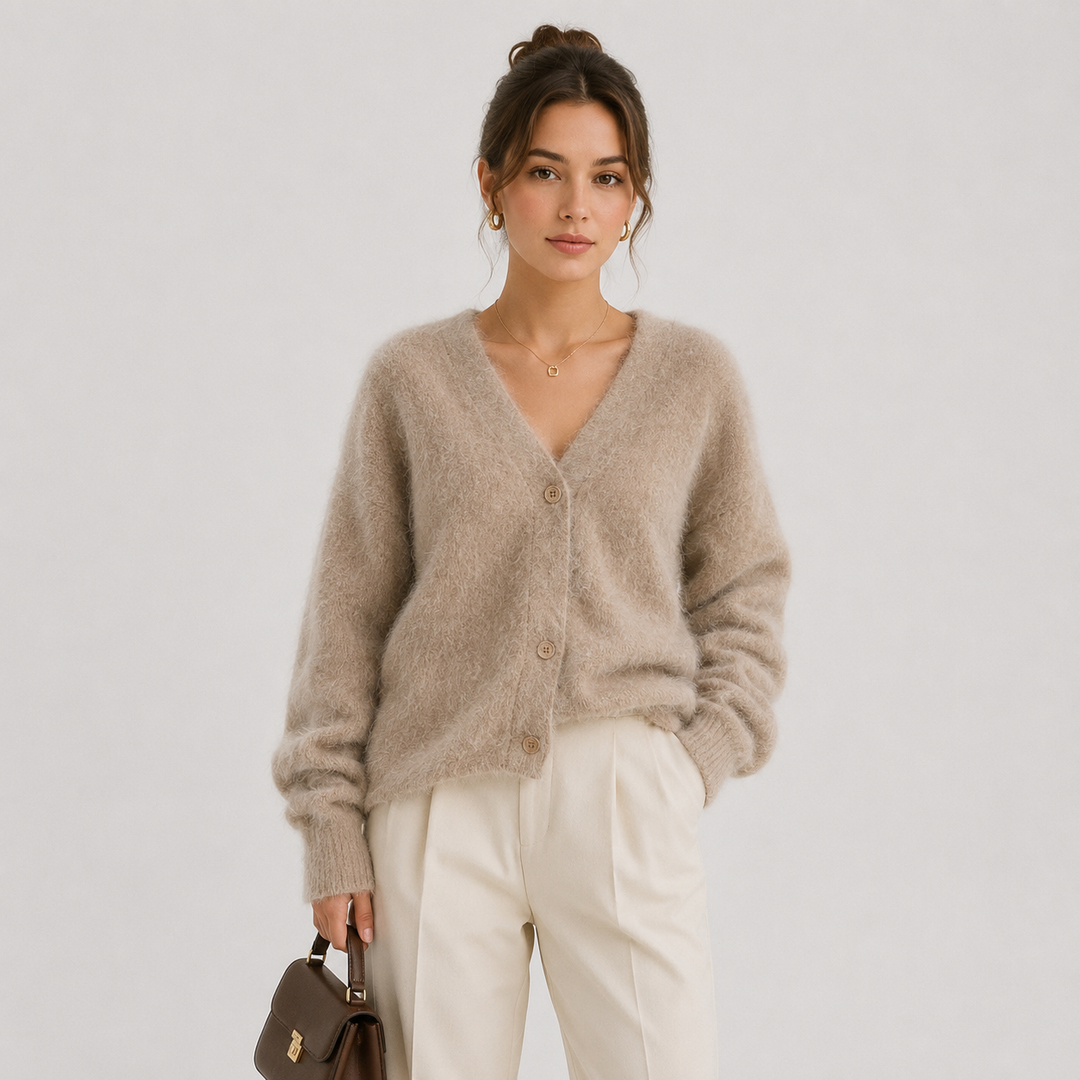 Strickjacke Damen Bequem Langarm Knopfleiste Cardigan