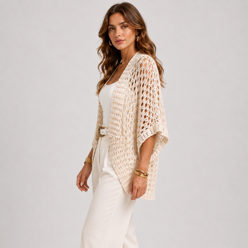 Häkeljacke Damen Leicht Offen Strickjacke Sommer