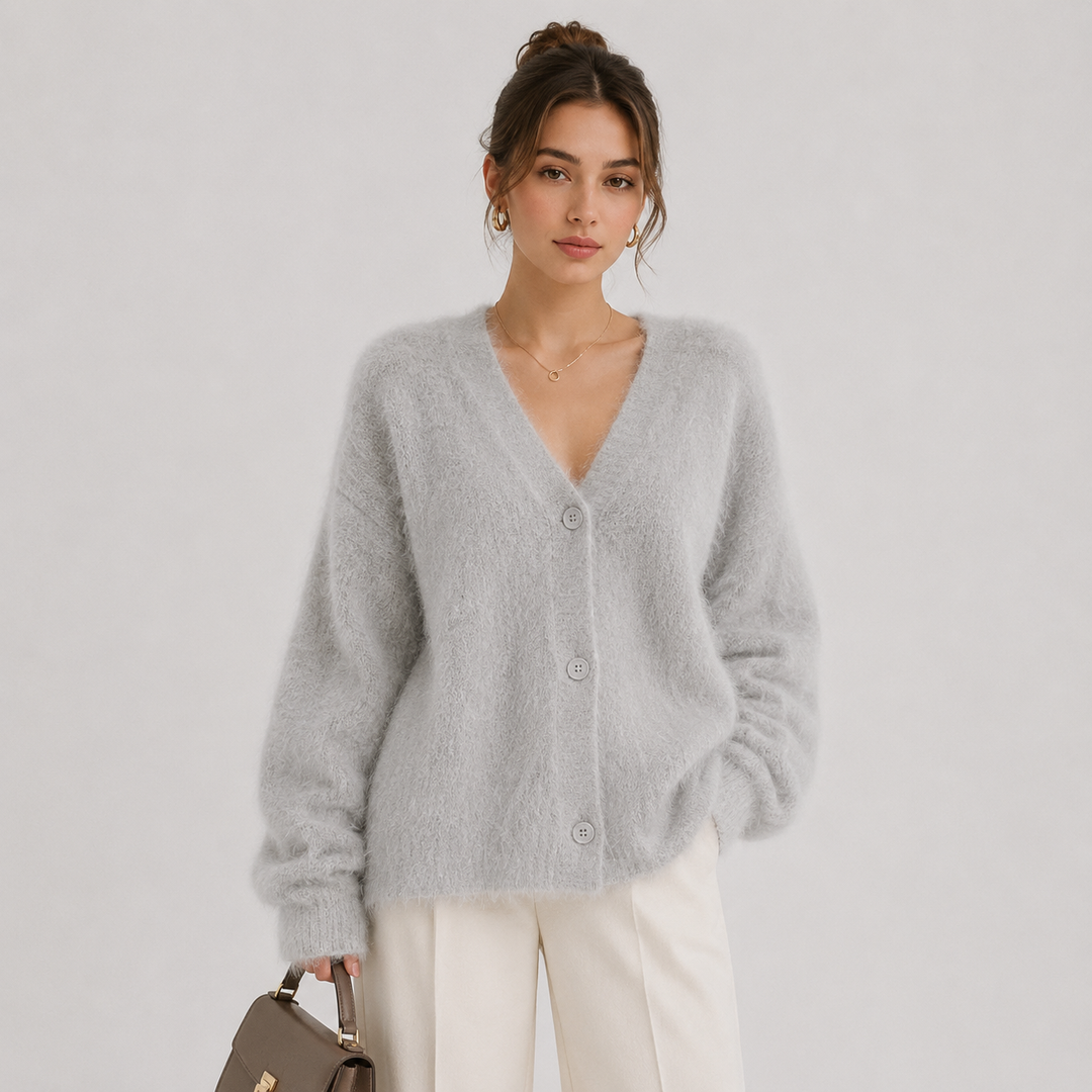 Strickjacke Damen Bequem Langarm Knopfleiste Cardigan