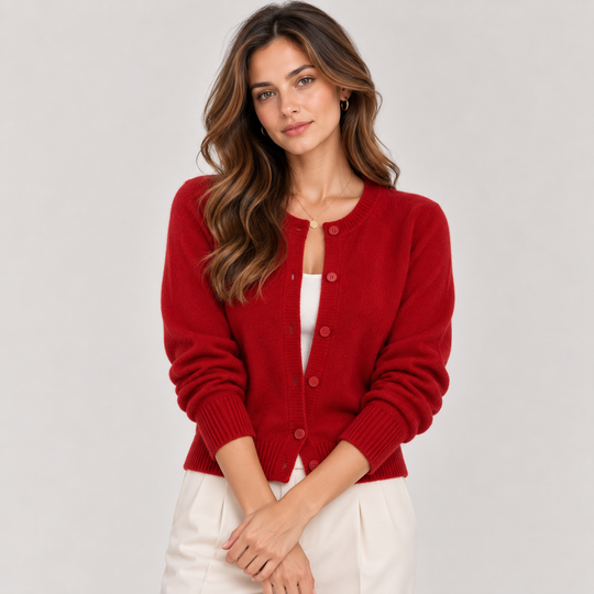 Strickjacke Damen Weich Knopfleiste Langarm Klassisch