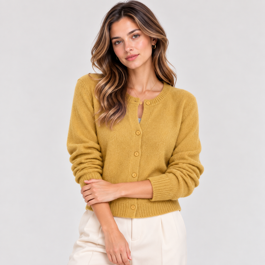 Strickjacke Damen Weich Knopfleiste Langarm Klassisch