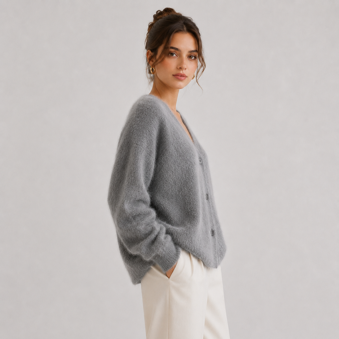 Strickjacke Damen Bequem Langarm Knopfleiste Cardigan