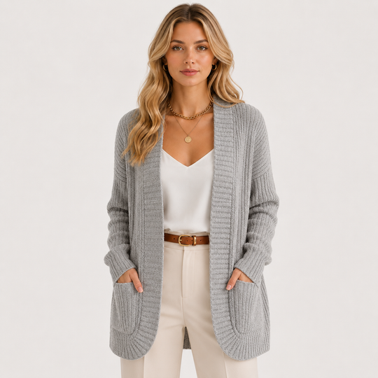Rippstrick Pullover Damen Langarm Casual Strick