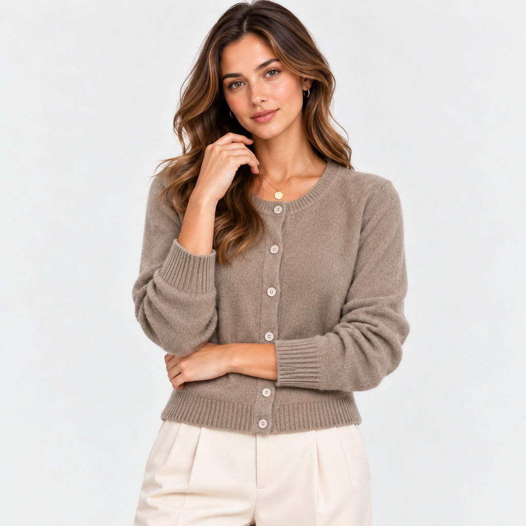 Strickjacke Damen Weich Knopfleiste Langarm Klassisch