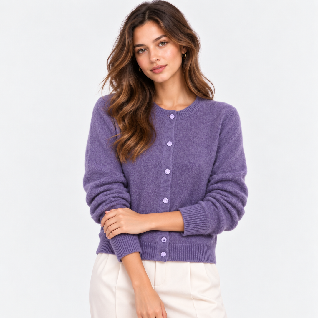 Strickjacke Damen Weich Knopfleiste Langarm Klassisch