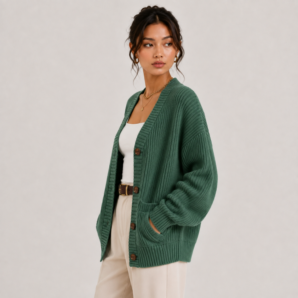 Strickjacke Damen Knopfleiste Langarm Strick Cardigan
