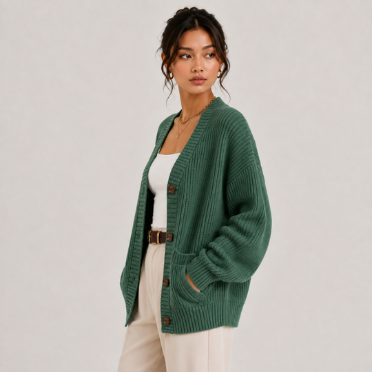 Strickjacke Damen Knopfleiste Langarm Strick Cardigan