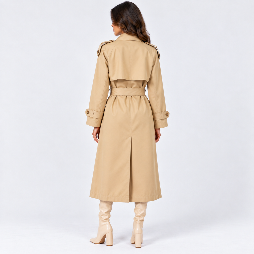 Trenchcoat Damen Zweireihig Gürtel Lang Klassisch