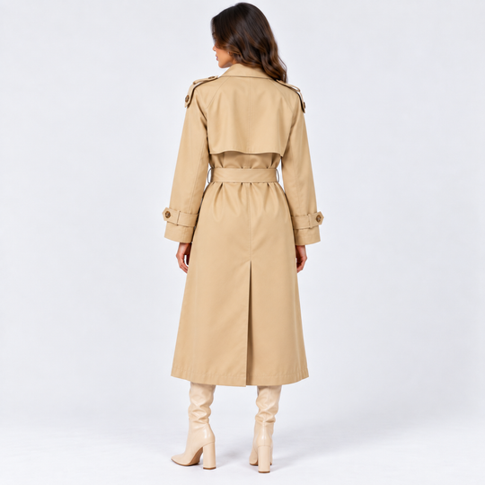 Trenchcoat Damen Zweireihig Gürtel Lang Klassisch