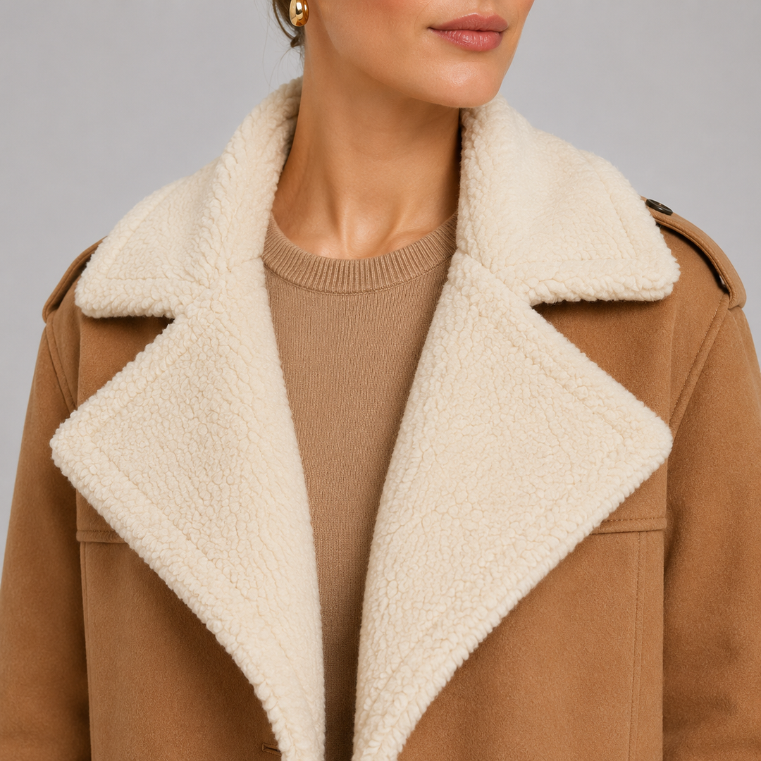 Mantel Damen Reverskragen Elegant Lang Wintermantel