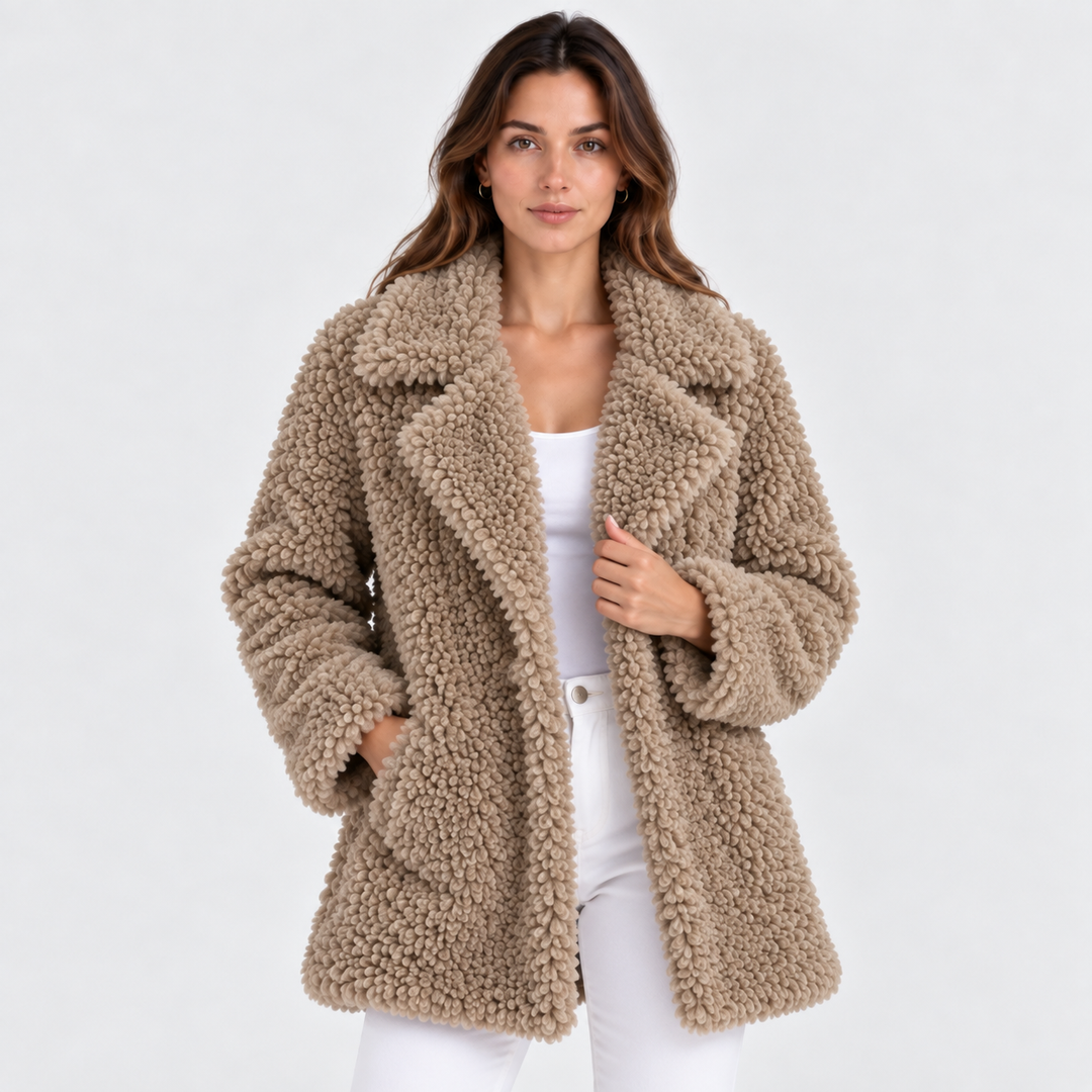 Teddyjacke Damen Oversized Plüsch Warm Winter