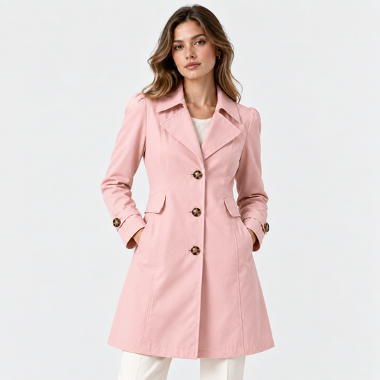 Langer Trenchcoat Damen Einreihig Tailliert Elegant