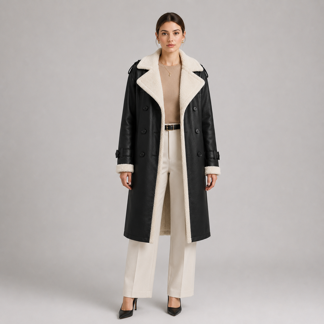 Mantel Damen Reverskragen Elegant Lang Wintermantel