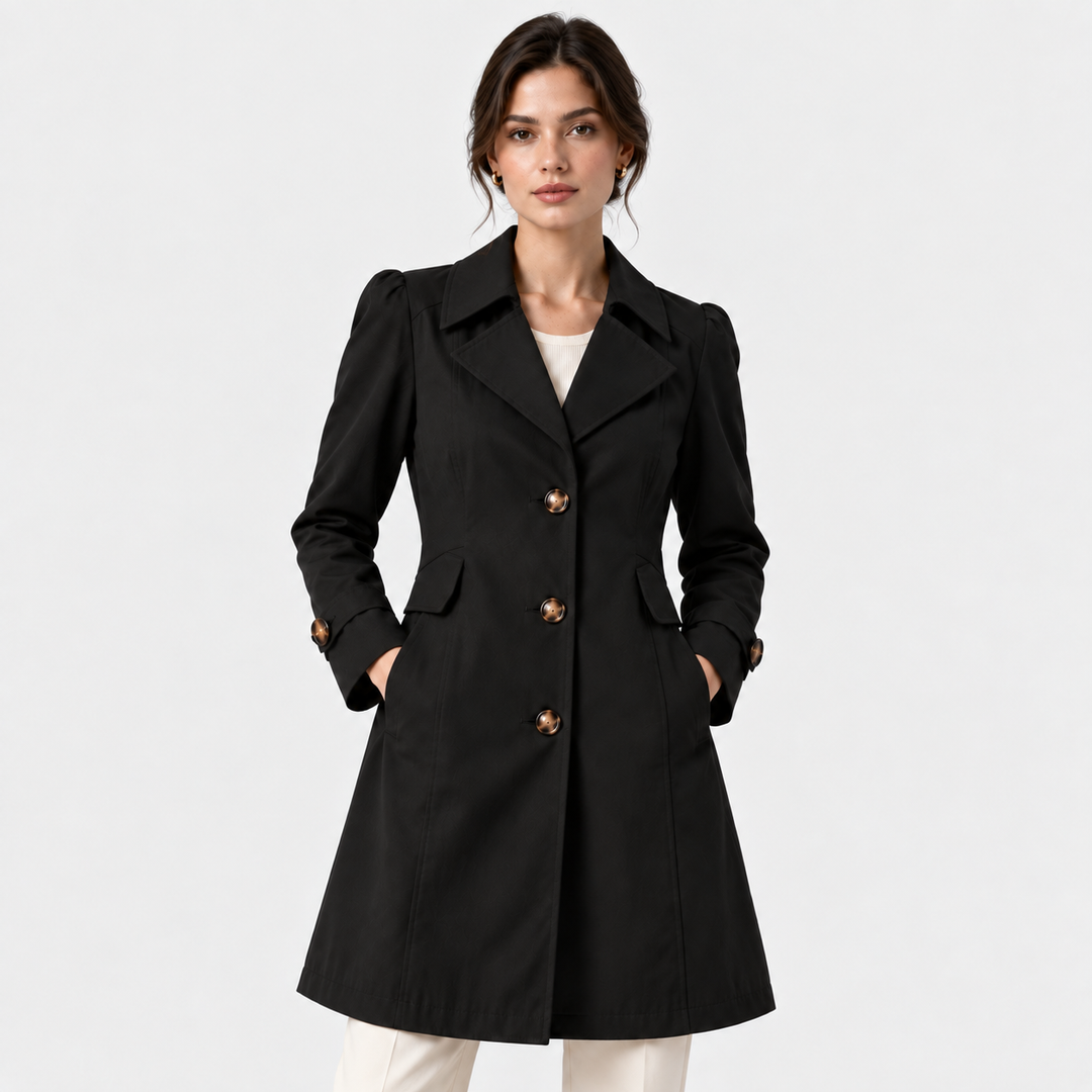 Langer Trenchcoat Damen Einreihig Tailliert Elegant