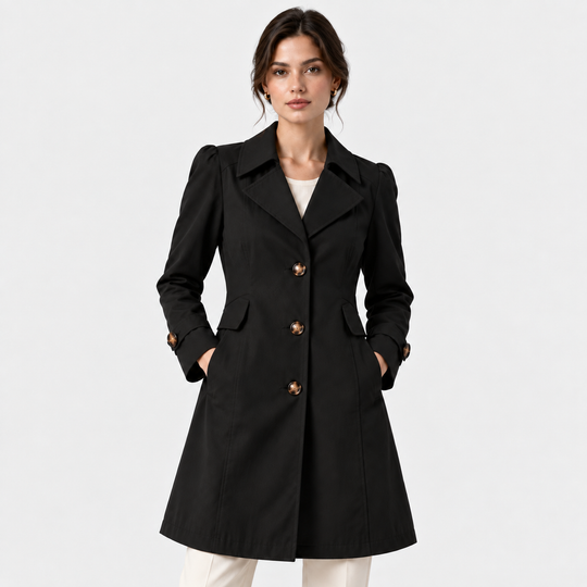 Langer Trenchcoat Damen Einreihig Tailliert Elegant
