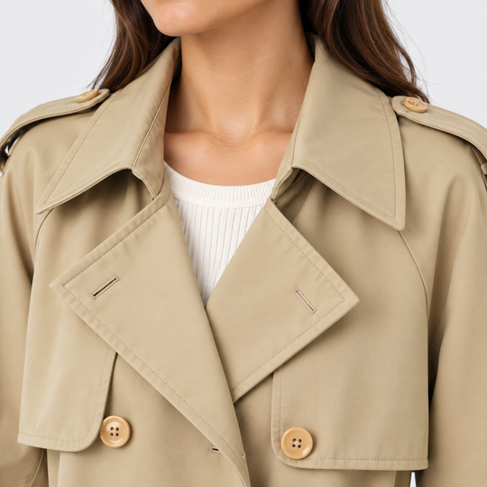 Trenchcoat Damen Knopfleiste Langarm Casual Mantel