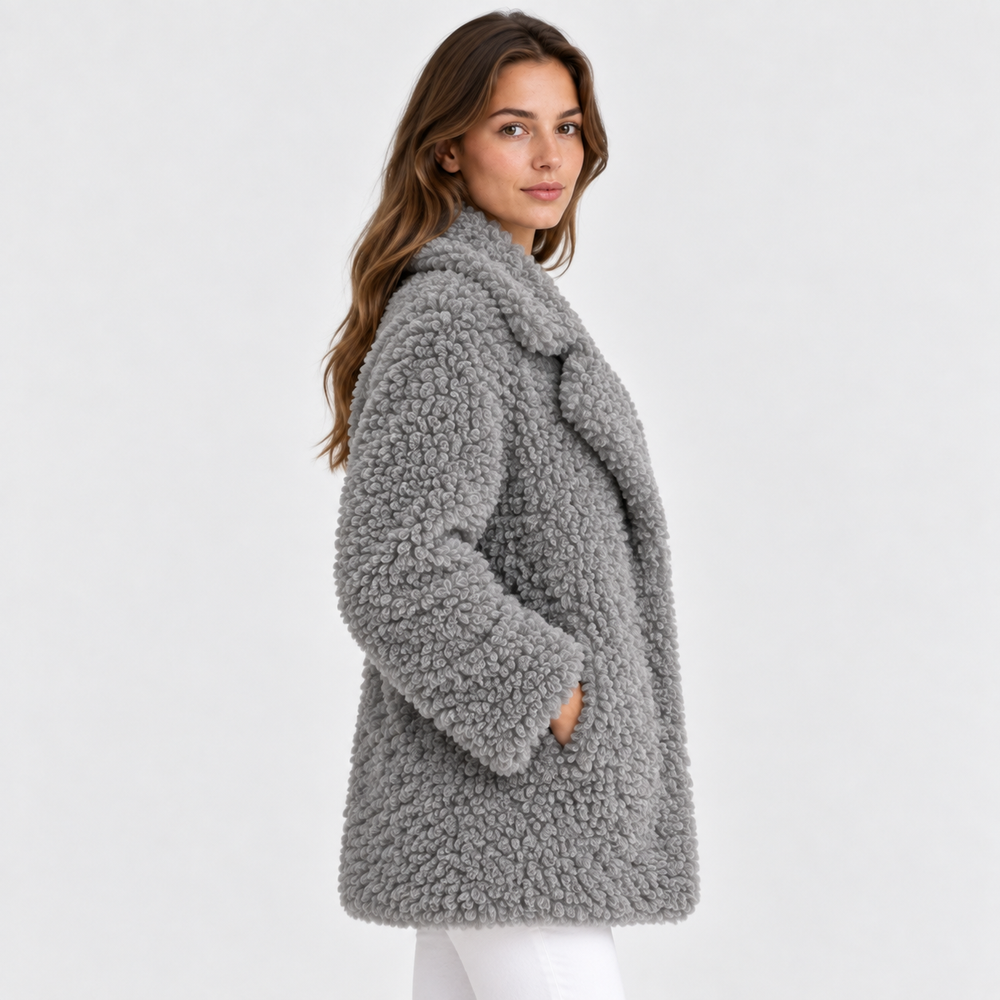 Teddyjacke Damen Oversized Plüsch Warm Winter