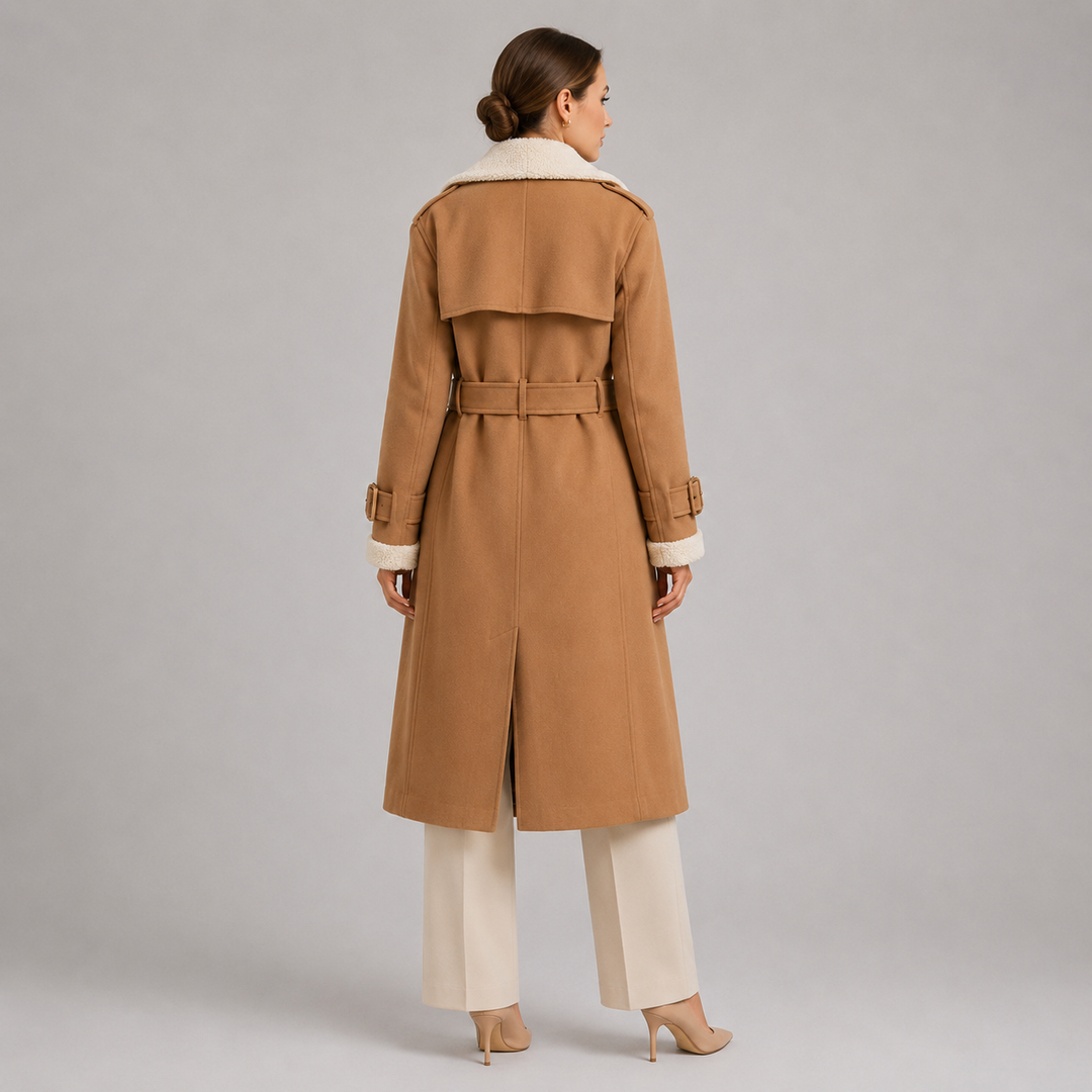 Mantel Damen Reverskragen Elegant Lang Wintermantel