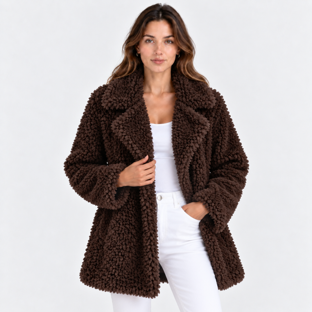 Teddyjacke Damen Oversized Plüsch Warm Winter