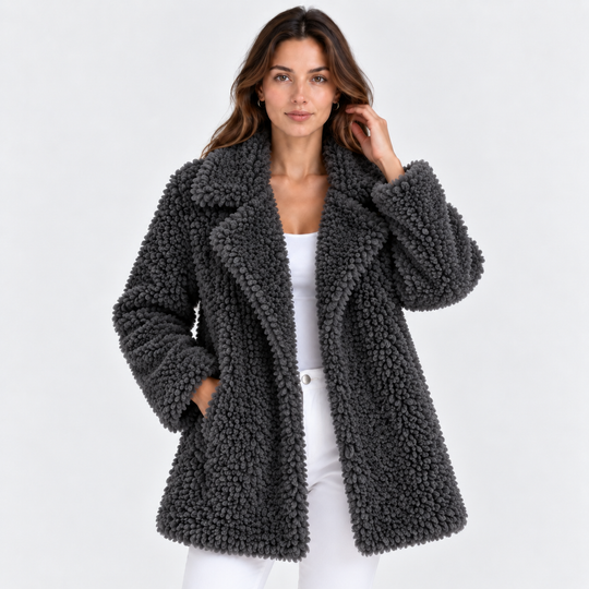 Teddyjacke Damen Oversized Plüsch Warm Winter