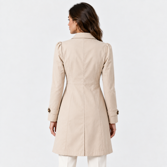 Langer Trenchcoat Damen Einreihig Tailliert Elegant