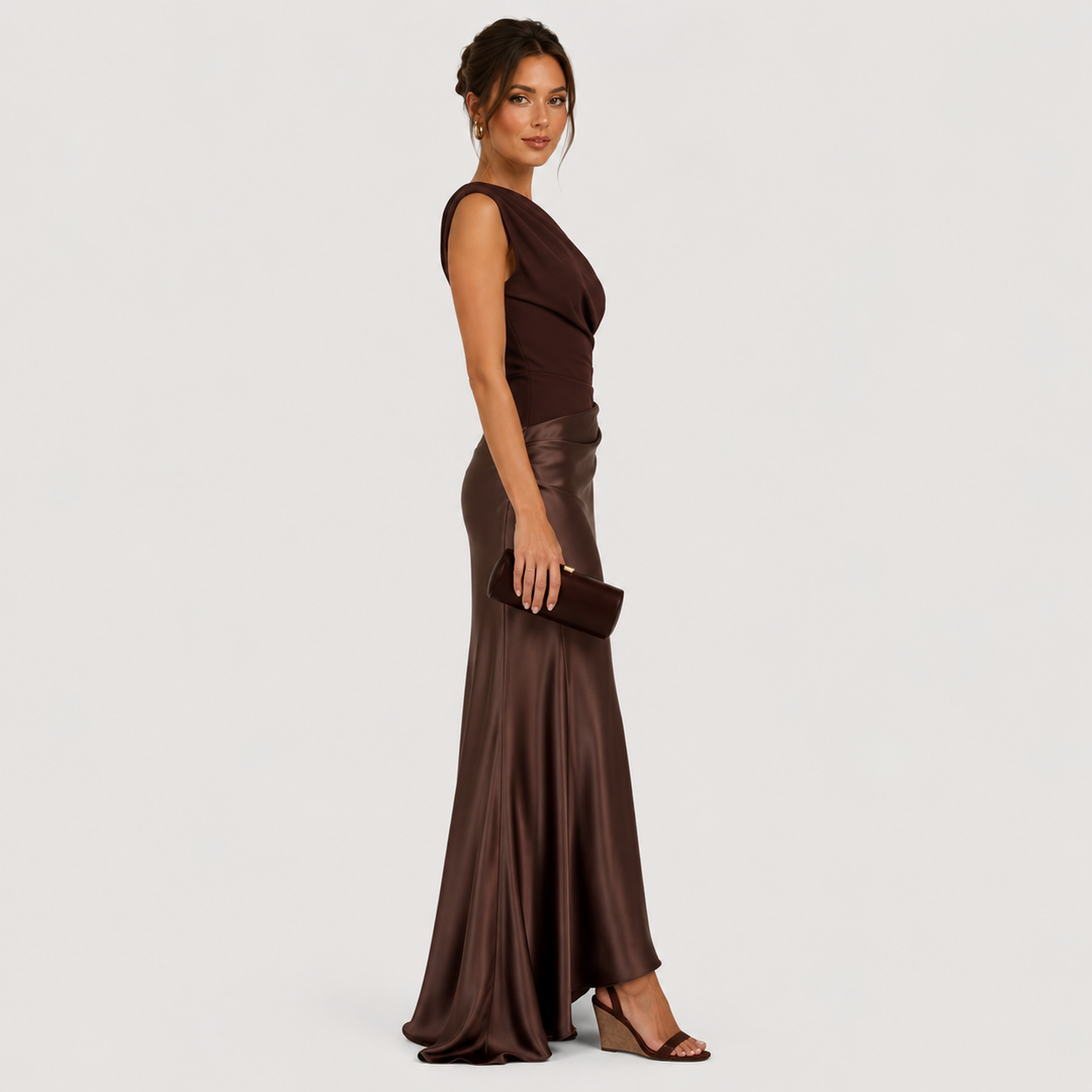 Maxikleid Damen One Shoulder Elegant Abendkleid