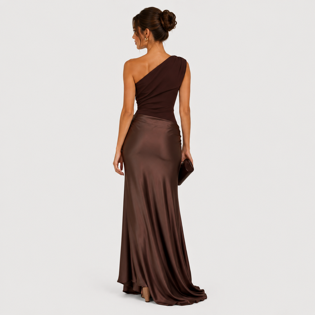 Maxikleid Damen One Shoulder Elegant Abendkleid