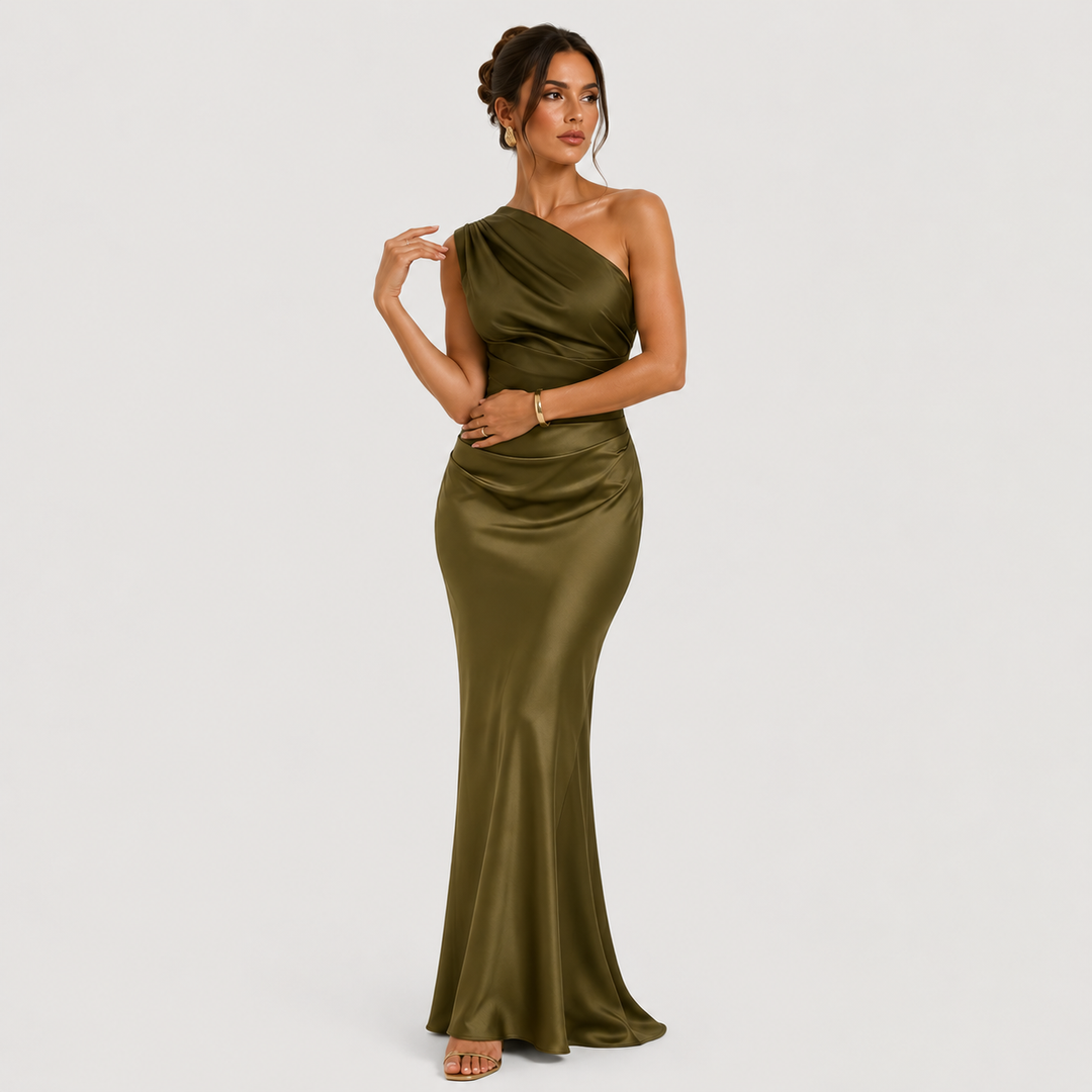Maxikleid Damen One Shoulder Elegant Abendkleid