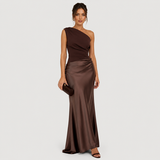Maxikleid Damen One Shoulder Elegant Abendkleid