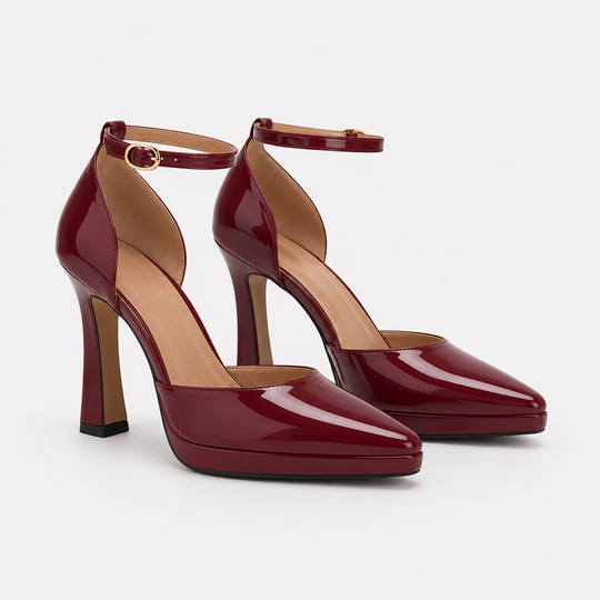 Pumps Damen Riemchen Spitz Elegant Klassisch Kunstleder