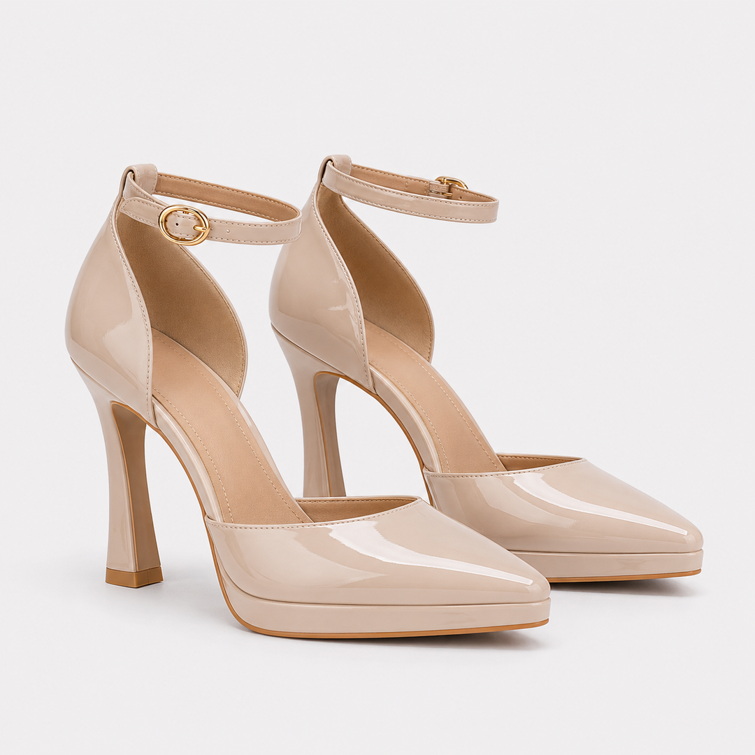 Pumps Damen Riemchen Spitz Elegant Klassisch Kunstleder